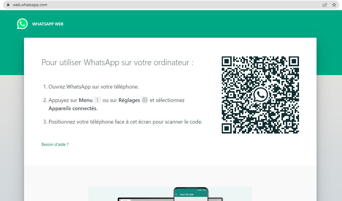 WhatsApp web screen